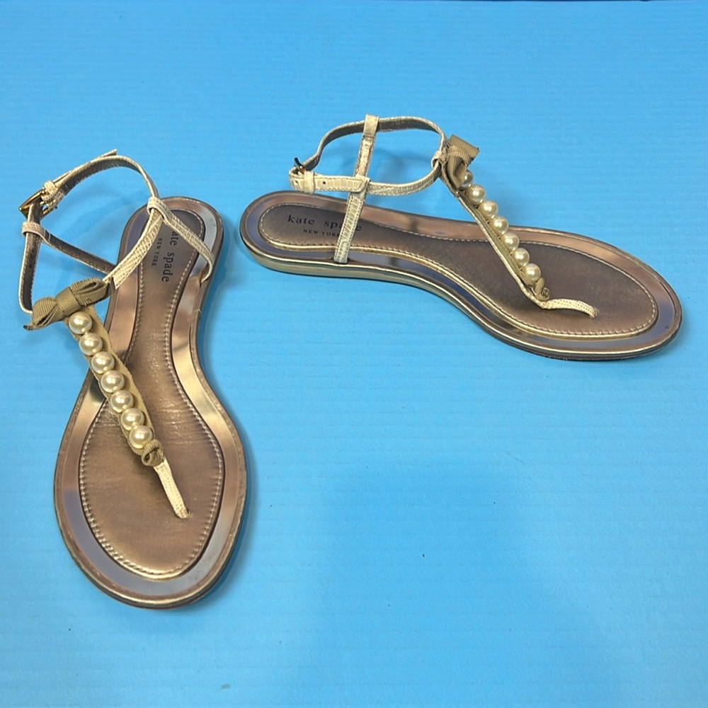 Kate Spade NY Fancy Metallic Flats Sandals Shoes 9.5